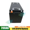 Batteria 12.8v 200AH lifepo4 con batteria al litio 100A BMS 12V per luce allo xeno RV Inverter per accumulo di energia solare
