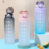 Water Bottles 1 Liter Bottle With Time Scale Fitness Outdoor Sports Straw Frosted Leakproof Motivational Sport Cups