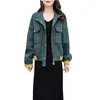 Chaquetas de mujer Moda mujer chaqueta otoño suelta talla grande abrigo elegante primavera oficina femenina cuello de pie abrigos de manga larga OK559