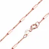 Kedjor Real 18K Rose Gold Necklace Woman 1.3mmw Tube Pärlor med O-kedjelänk 40-45cmchains