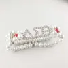 Strand Elastic Greek Sorority Gift Women smycken Tre trådar Pearl Armband Symbol