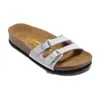 Designer Birkinstock Slippers Cork Slippers Men's Shoes Cross Slim Strap Double Button Flat Sandals Yao Women's Shoes