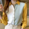 Kvinnors blusar blusa mujer de moda 2023 knapp långärmad chiffong blus skjorta kvinnor stänger av krage kontor kvinnkläder toppar femme