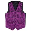 Hommes gilets 2023 luxe violet soie hommes gilet cravate ensemble mouchoir boutons de manchette affaires mariage fête smoking costume gilet vêtements