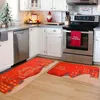 Tapijten kerstkeuken tapijt (2 stuks) vrolijk wasbaar kussen comfortabele set