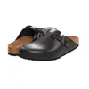 Designer Slides Boston Clogs Sandals Bag Head Flat Heels Real Leather Scuffs Summer Shoes Mens Slipper