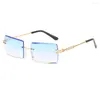 Solglasögon Bohosco Fashion Rimless Classic Retro Women Brand Designer Square Gradient Shades Lens Sun Glasses glasögon