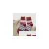 Kids Socks Winter Thermal Vintage Colorf Stockings Wool Knit Christmas Kneehigh Hosiery Chaussettes Fashion Cotton Casual Anklet Dro Dhdwl