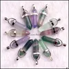 Charms BK Natural Stone Hexagonal Column Fluorite Quartz Crystal Pendant f￶r halsbandsmycken som g￶r FFSHOP2001 Drop Leverans Findin DHFTB