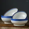 Bowls Blue And White Porcelain Noodle Bowl Ceramic Large Serving Chinese Dessert Round Pots Ramen Plates