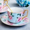 Cups Saucers Luxury Roses Cup Noordse creatieve hoogwaardige keramische simpel Modern met lepel Taza Ceramica Home Coffee Tea