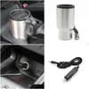 Bilvärmefans Cup Auto 12V Electric Kettle Cars Thermal Heater Cups kokande vattenflasktillbehör 450mladd Kabel Drop Delive Dhyek