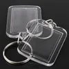 Keychains 100st Keychain Rectangle Transparent Blank Acrylic Insert Picture Frame Keyring Key Holder DIY Split Ring