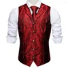 Kamizelki męskie 5PCS Klasyczne czerwone męskie kombinezon ślubny kamizelka Paisley Jacquard Folral Silk krawat luksusowe broszki set Barry.wang Groom