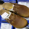 Designer Birkinstock Pantoufles Outlet Chaussures Hommes et Femmes Cork Enveloppé Pantoufles Lovers' Cuir Pure Buff Beach