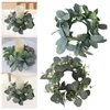 Christmas Decorations Artificial Floral Pillar Candle Rings Wreath Flower Garland Hoop Leaves Hanging For Farmhouse Home Window