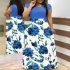 Casual Dresses Plus Size Women's Summer Print Syming Flower Long Banket Dress 2023 Bodycon Elegant Sexy Woman Super