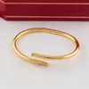 Pulsera de cadena de oro de acero de titanio 316L Pulsera de uñas Brazalete para mujeres Hombres Oro Plata Acero inoxidable Banquete de boda Amor Pulsera Joyería Tamaño 16 19 cm