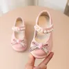 Первые ходьбы Kids Fashion Bow Bow Knot Cueth Leather Princess Shoes For Girls Butterfly Baby 230217