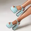 Sandals European American Nightclub Womens Shoes Spring Summer Fashion Printing Thick High Heel Sole 230220