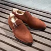 Klädskor män mocka loafers brun spänne andas casual kaffe svart flock dreess för handgjorda 230220