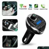 Bluetooth Car Kit B9 Usb Mp3 Wireless Double Hands Trasmettitore Fm Radio con microfono Pacchetto Drop Delivery Cellulari Motociclette Elettroniche Dhjph