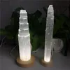 Decorative Figurines Objects & Natural Quartz Crystal Selenite Tower Lamp High Frequency Flash Spiral Gypsum Castle Reiki Healing Rough Ston