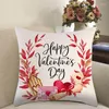 Poduszka sofa pary sypialnia lniana ozdoba walentynkowa dekoracja róży kwiat słodkie serce dla mężczyzn i kobiet