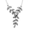 Chaînes feuilles étincelantes herbier grappe goutte Collier barres tour de cou 925 collier en argent Sterling pour l'europe perle breloque bijoux à bricoler soi-même