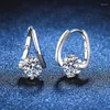 Boucles d'oreilles à tige S925 Argent 2CT Moissanite Clip Gra D Couleur VVS1 Huggie Femme Platine Plaqué Pass Diamond