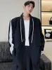 Men's Suits Silhouette Loose Webbing Oversize Shoulder Pad 2023 Contrast Color Men Coat Long Sleeve Male Suit Casual 2A5112