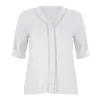 Tops pour femmes de Blouses pour femmes et élégante chemise en dentelle à manches longues V Dames en vrac Kleding White Chemise Femme Streetwear