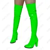 RontiCool New Stylish Women Winter Thigh Boots Side Zipper Chunky Heels Round Toe Orange Night Club Shoes USサイズ5-20
