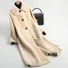 Penhas femininas Faux Grein Velvet Wool One Long Casat 2023 Winter Haining Sheep Shearing Ladies