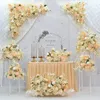 Couronnes de fleurs décoratives couleur Champagne arrangement de fleurs rangée route scène de mariage fond mur zone d'accueil décoration FloweDecorati