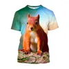 Hommes T-shirts Jumeast 3D Écureuil Imprimé T-shirts Lisse Confort Respirant Mignon Animal Graphique Chemise Pour Hommes Lâche Kawaii Vêtements