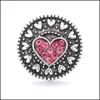 Charms Retro Black Heart Love Rhinestone Snap Button Women Jewelry Findings 18Mm Metal Snaps Buttons Diy Bracelet Jewellery Wholesal Dhdyv