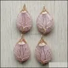 Charms Gold Color Pink Rose Quartz Wire Wrap Handmade Tree Of Life Natural Stone Pendants Diy Necklace Jewelry Making Drop Delivery Dhd58