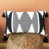 Pillow Black White Cotton Jacquard Cover 45x45cm/30x50cm Tassels Sofa Bed Home Decoration PillowCase Sham