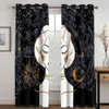 Curtain Boho African Women Art Black Stars Moon Panel Thin Shading Polyester Window For Bedroom Living Room Decor