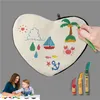 Herzförmige leere DIY Graffiti Stift Reißverschlussbeutel Handbuch Baumwolle Leinwand Bag Stationerie Aufbewahrungstaschen LX5443