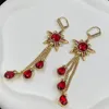 Women Tassel Charm Fashion Shiny Big Ruby Pendant Earring Wedding Engagement Bridal Jewelry