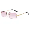 Solglasögon Bohosco Fashion Rimless Classic Retro Women Brand Designer Square Gradient Shades Lens Sun Glasses glasögon