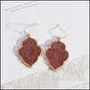 Charme Fleur Hexagone Léopard Grain De Bois Motif Pu Cuir Charmes Boucles D'oreilles Or Couleur Dangle Brincos Pendientes Marque De Mode Jewelr Dhbxz