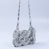 Winter Zwaar Craft Iron Art Aluminium Sheet Handmade Diy Woven Bloem Horizontale zilveren ketting Messenger Bag 230220