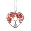 Pendentif Colliers Chakra Arbre de Vie Coeur Cuivre Pierre Concassée Perles Collier Quartz Pierres Reiki Pendule Pendentifs Femmes CadeauPendentif