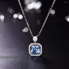 Colliers pendants multi-broches Crystal de pierre de pierre Cz synthétique Collier avec argent sterling de 8 mm 2ct