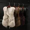 Gilets pour femmes 2023 Automne et hiver Modèles pour femmes de gilet de fourrure imitation gilet de laine veste jeune