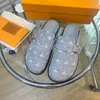 Designer Slipper Gemakkelijke Sandaal Scuff Platte Muiltjes Behaaglijk Comfort Luxe Kalfsleren Sandalen Pantoffel Klompen Denim Letter Afdrukken Vrijetijdsschoenen Plateau Slippers 35-45