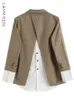 Blazer da donna Blazer LANMREM Blazer patchwork per donna Cappotto monopetto monopetto con intaglio a righe Abbigliamento casual femminile Primavera 2R3771 230220